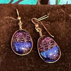 Cosmic Blue and Purple Teardrop Earrings - NWOT